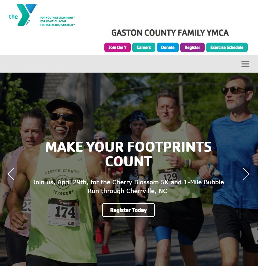 Gaston County Family YMCA website home page