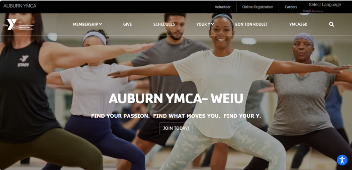 ADA Compliant Auburn YMCA Homepage