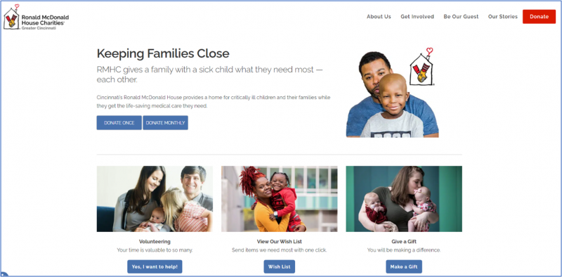 Screenshot of RMHC Cincinnati Wish List Button