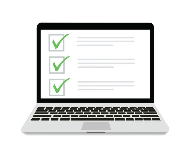 laptop screen with website maintenance checklist