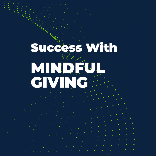 Blue background with wording Success With Mindful Giving across it